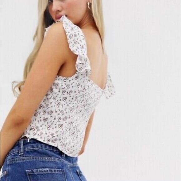 Free People Stay With You Floral Stain Cropped Tank Top Size Small - Picture 2 of 11